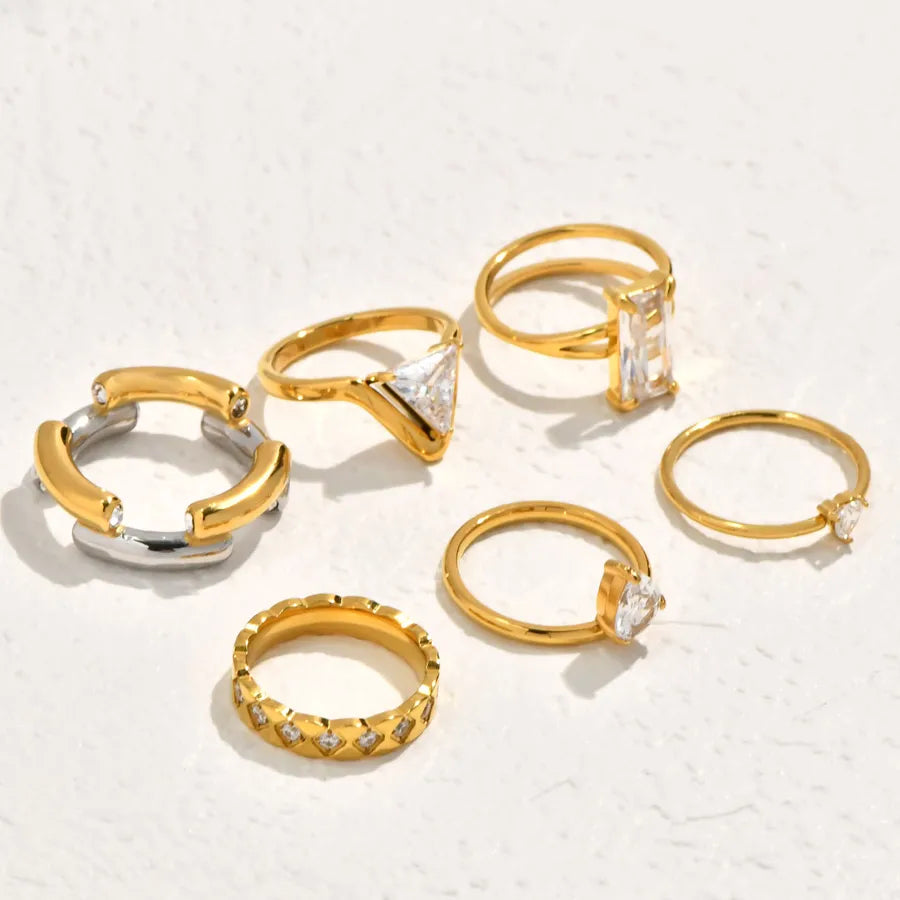 Gold & Silver Geometric Zircon Ring