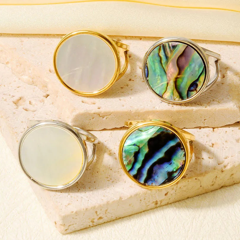 18K Gold Plated Geometric Shell Ring