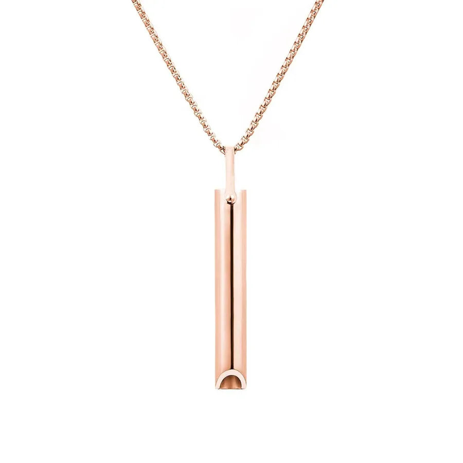 Titanium Steel Stress Relief Whistle Necklace Meditation Whistle Rose Gold Necklace