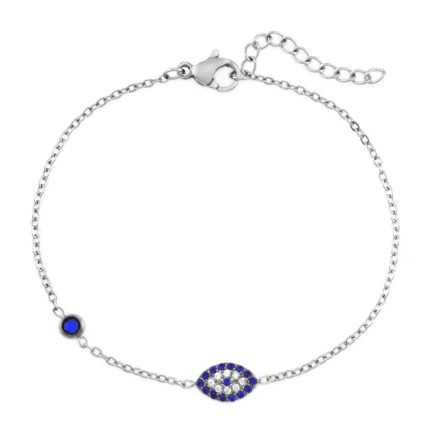 Heart-Shaped Zircon Titanium Steel Bracelet B0232S Eye Bracelet