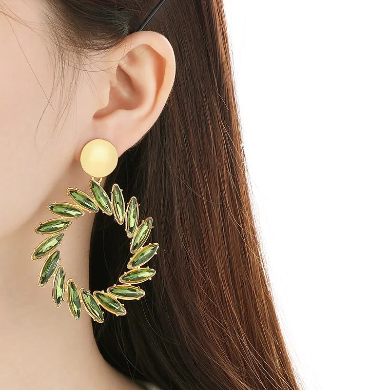 Gold Geometric Floral Drop Earrings