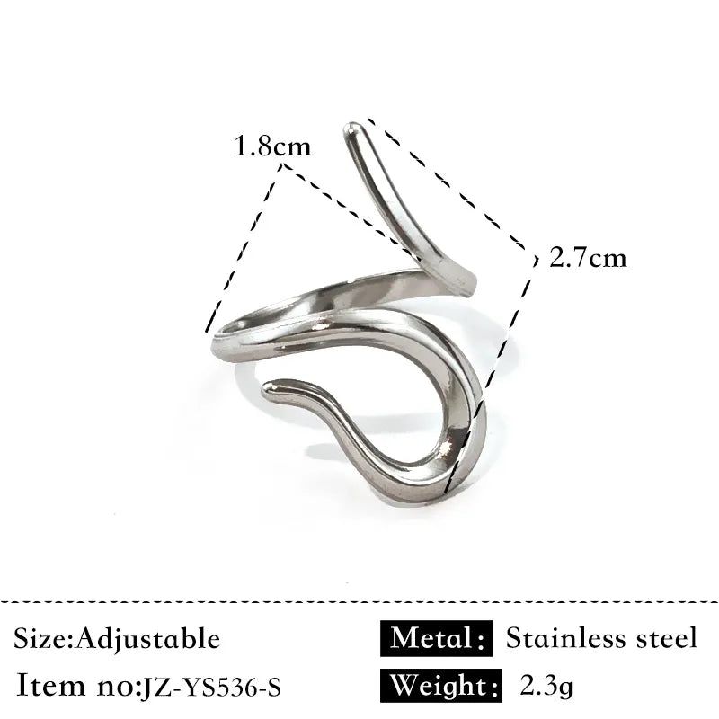 18K Gold Geometric Twist Stainless Steel Ring Silver JZ-YS536