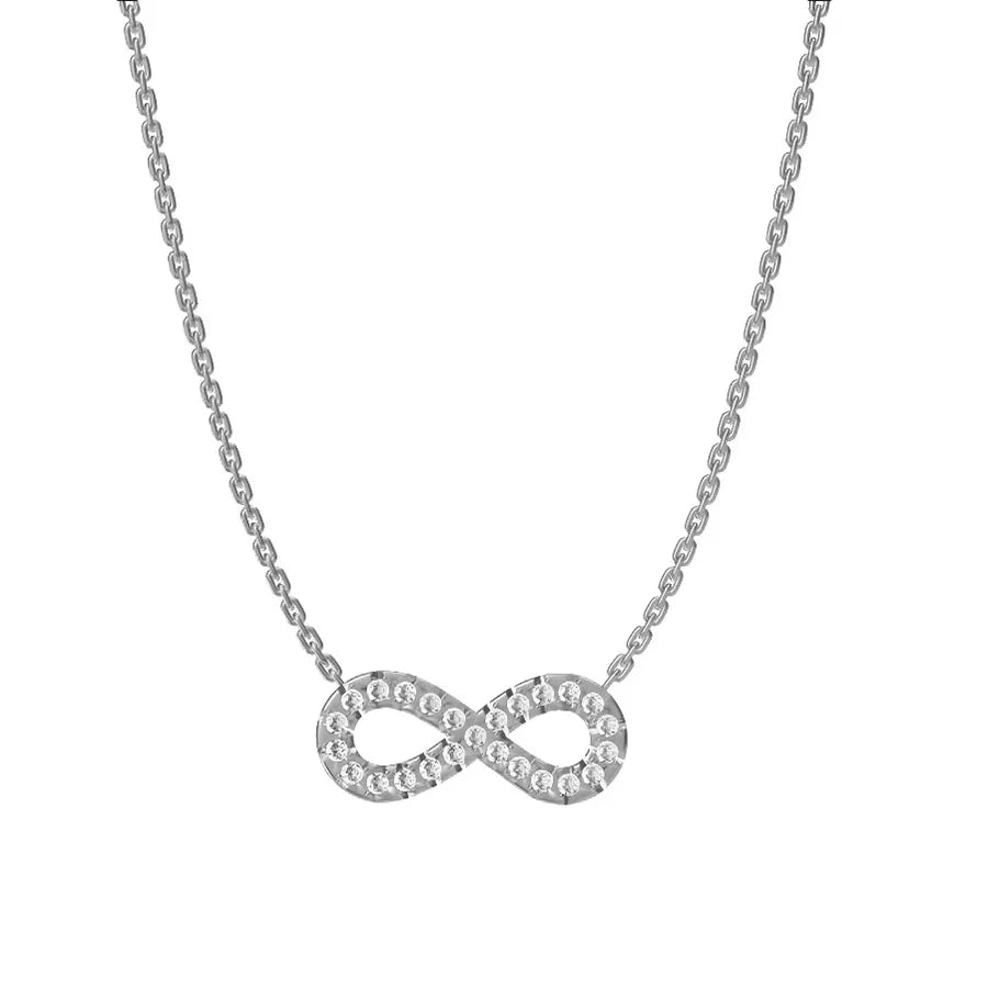 Titanium Infinity Necklace with Zircon N0076S Steel Color Full Diamond Model