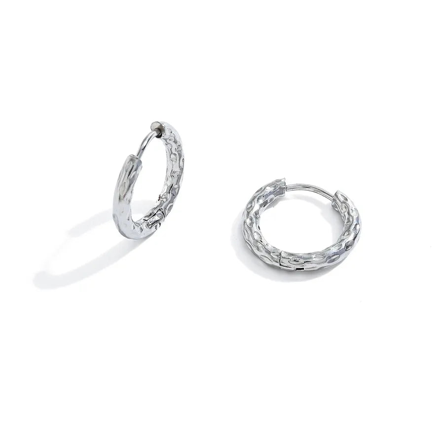 18K Gold Plated Textured Round Earrings