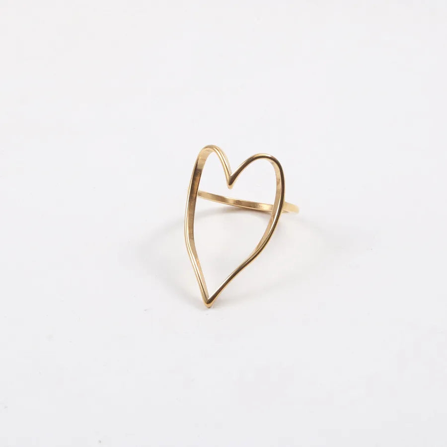 18K Gold Heart Titanium Steel Ring