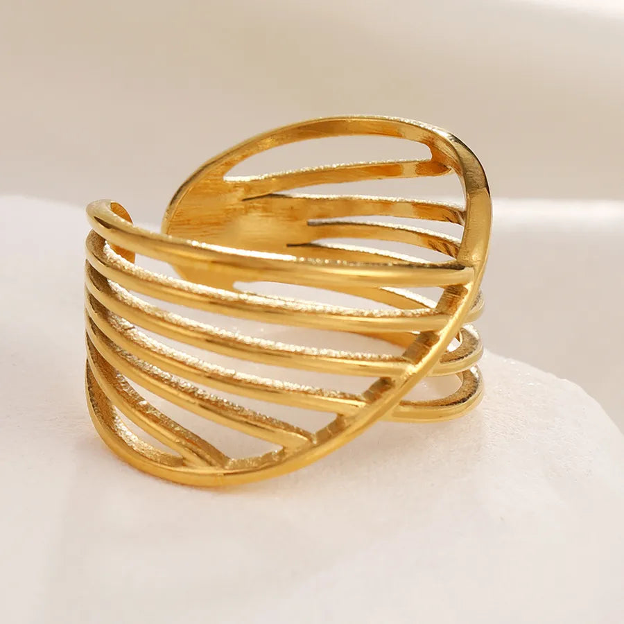 Minimalist Geometric Open Ring in Gold Steel