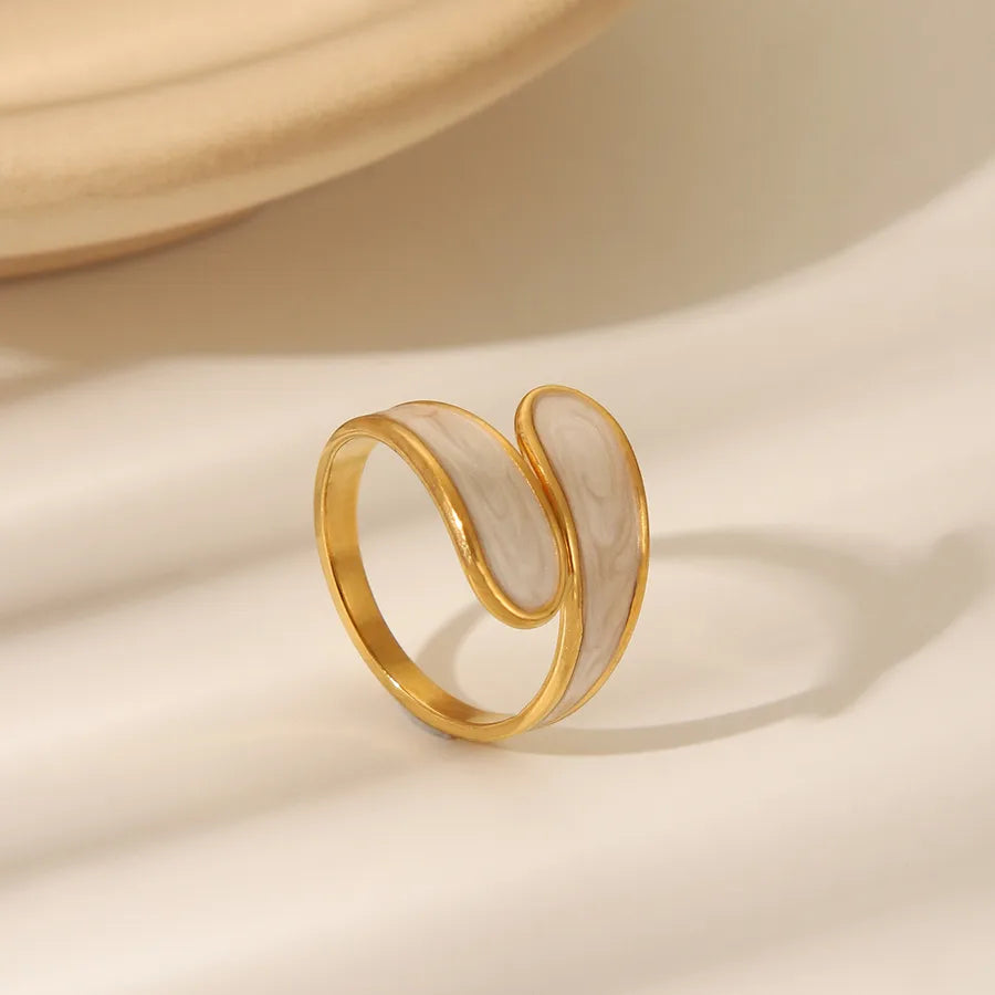 Retro Irregular Gold Stainless Steel Ring Adjustable Opening W1046C