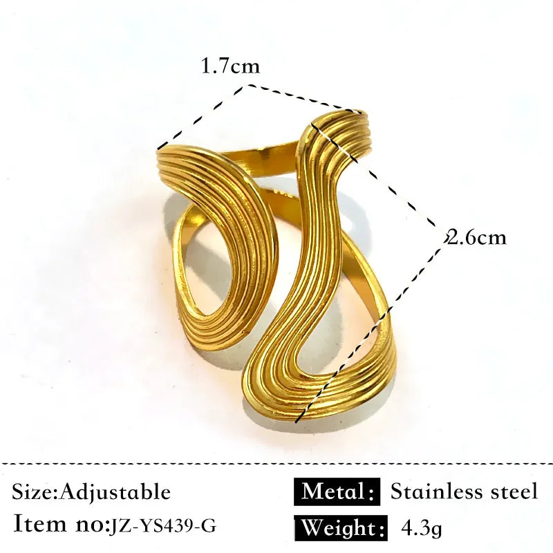 Unisex Gold & Silver Geometric Stainless Steel Ring