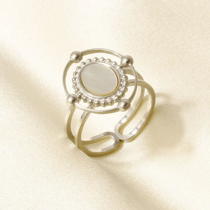 18K Gold Plated Geometric Shell Ring J939-S-W