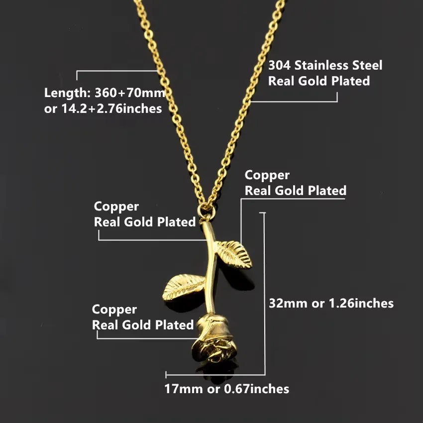 Rose Pendant Stainless Steel Necklace