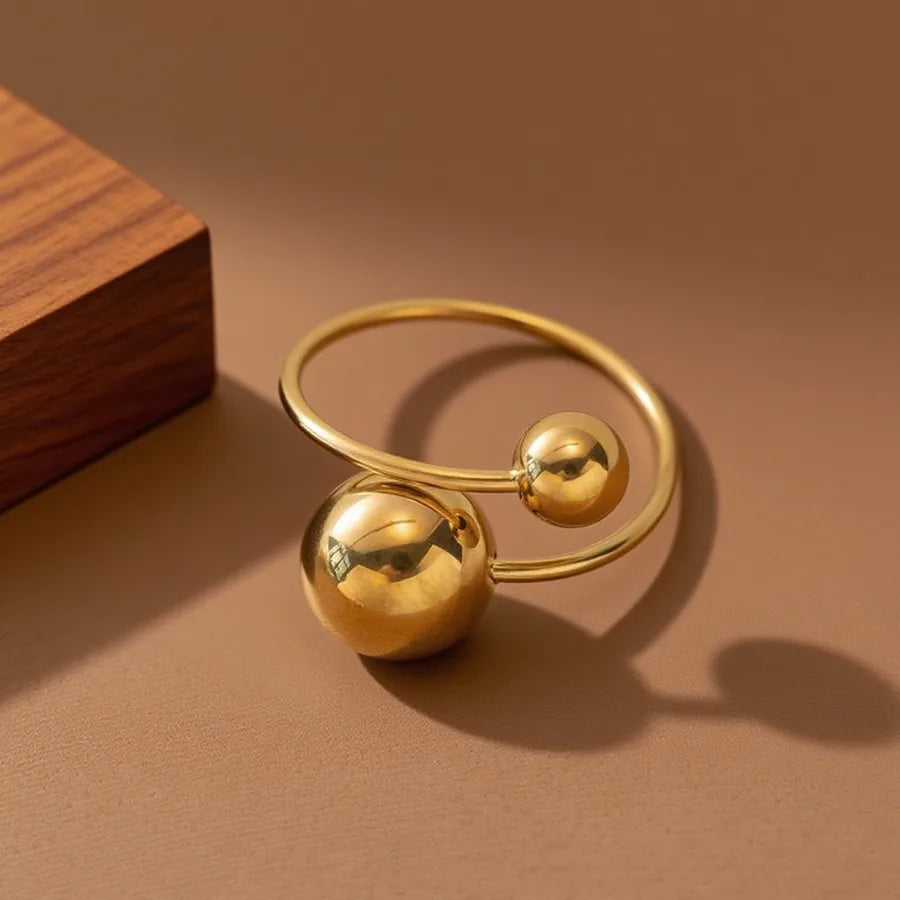 Geometric Heart Titanium Steel Ring Z075-Size Gold Ball-Ring- Gold