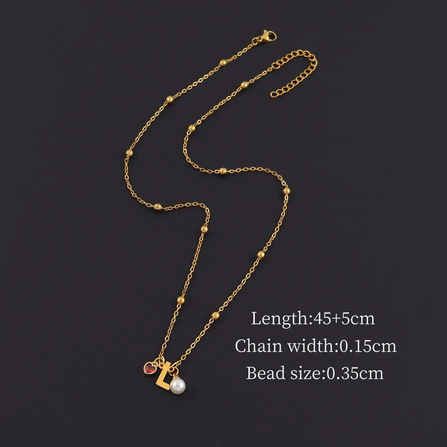 18K Gold Plated Heart & Letter Pendant Necklace Gold L