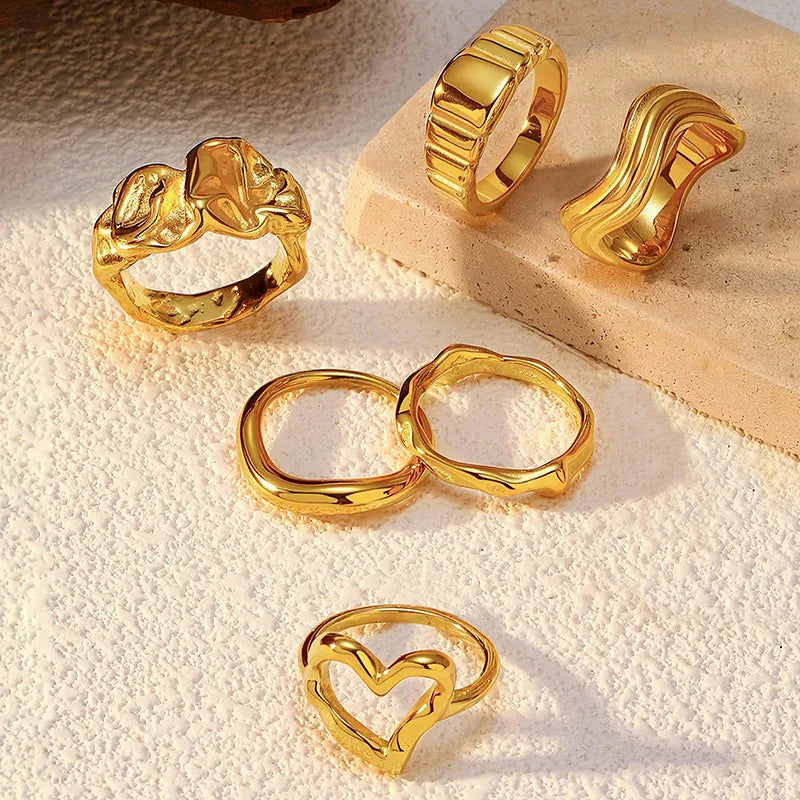 Geometric Titanium Steel Ring for Women