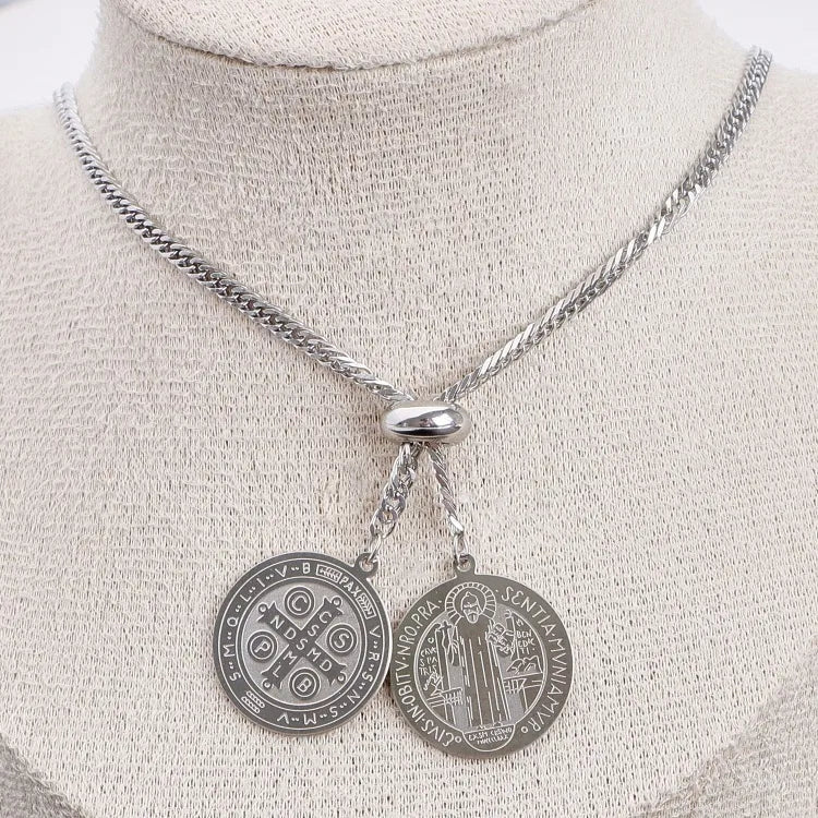 Silver Multi-Charm Stainless Steel Pendant Necklace