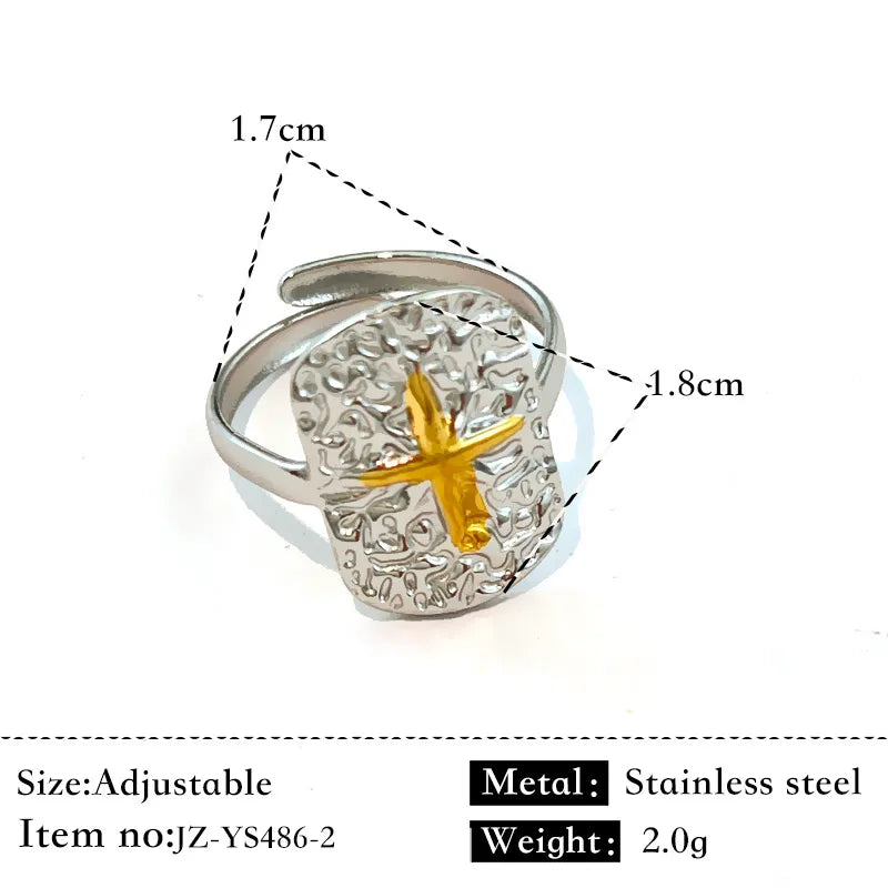 Unisex Geometric Titanium Steel Ring Gold and Silver Color Matching JZ-Ys486-2