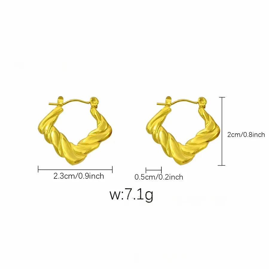 Elegant Gold Titanium Steel Hoop Earrings Gold Earrings 9