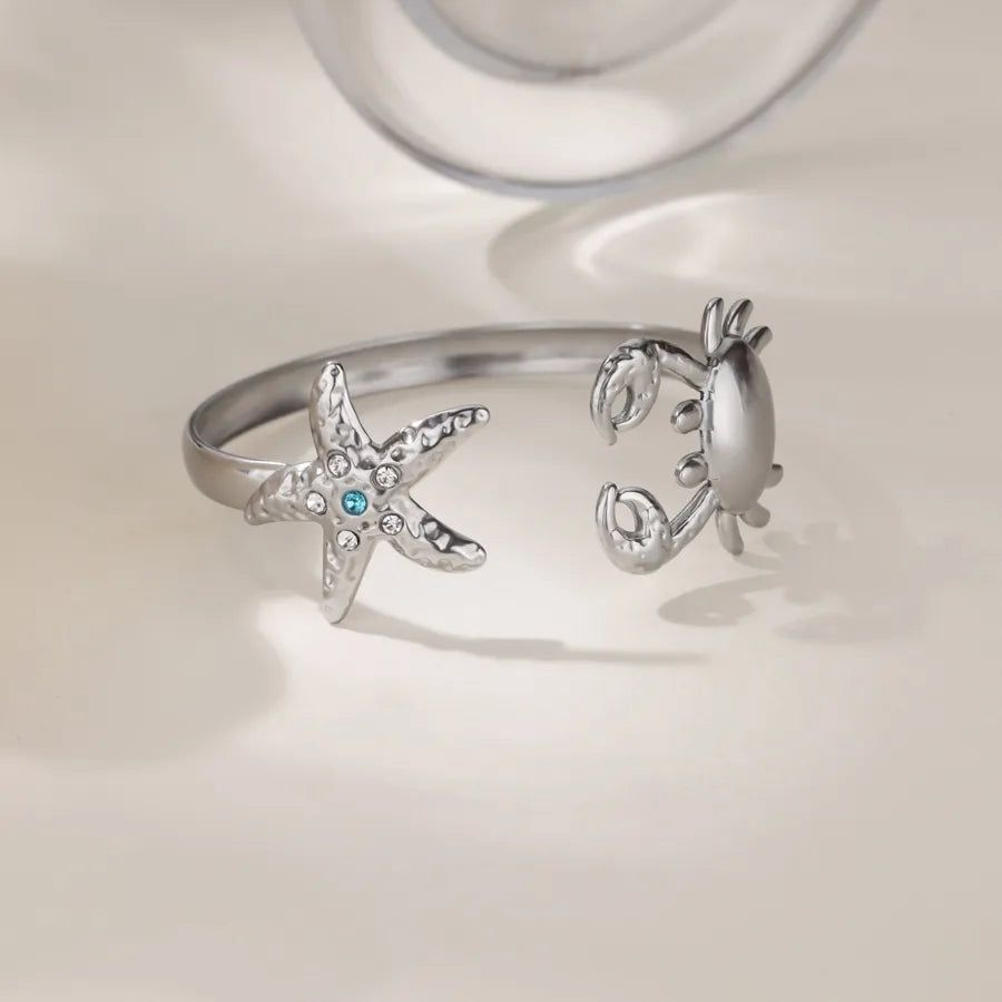 Blue Zircon Starfish Gold Plated Women's Bracelet