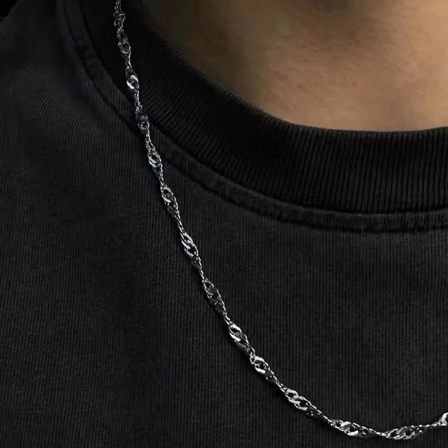 Stainless Steel Water Wave Chain Necklace