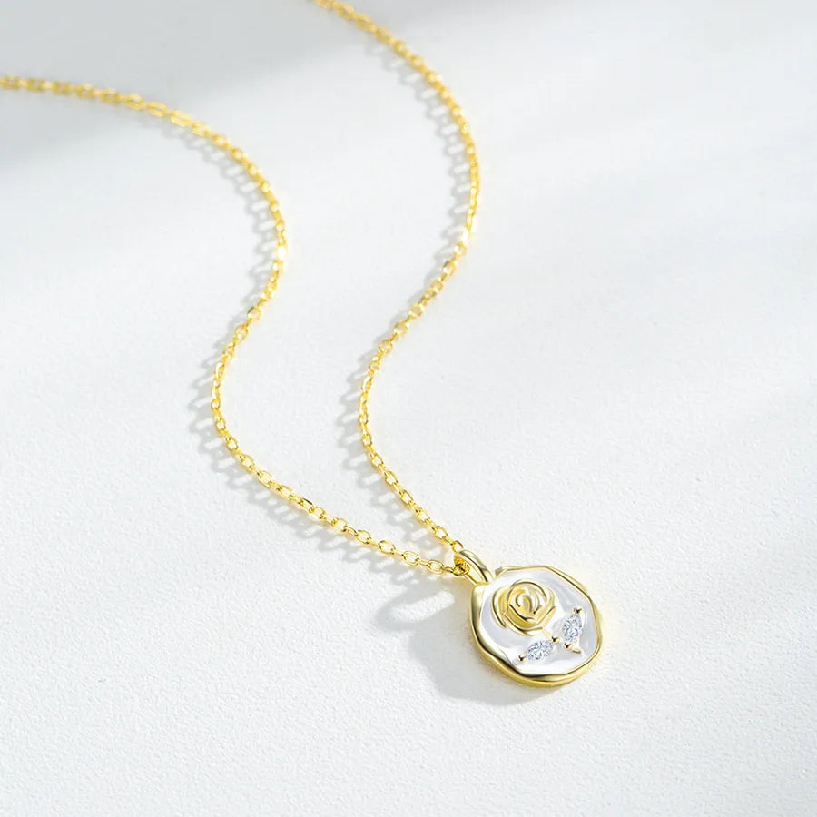 Vintage Rose Flower Sterling Silver Choker Necklace