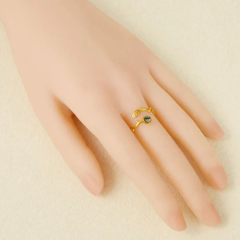 18K Gold Plated Geometric Shell Open Ring