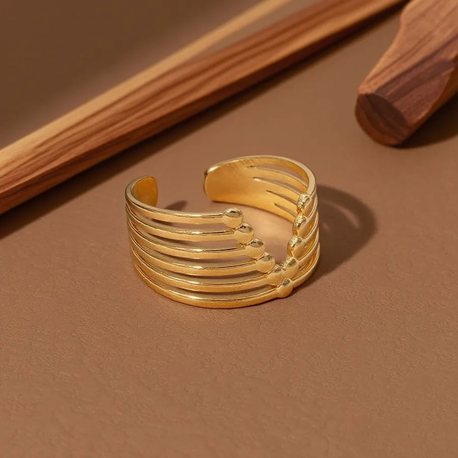 Geometric Heart Titanium Steel Ring Z0126-V Shape-Ring- Gold