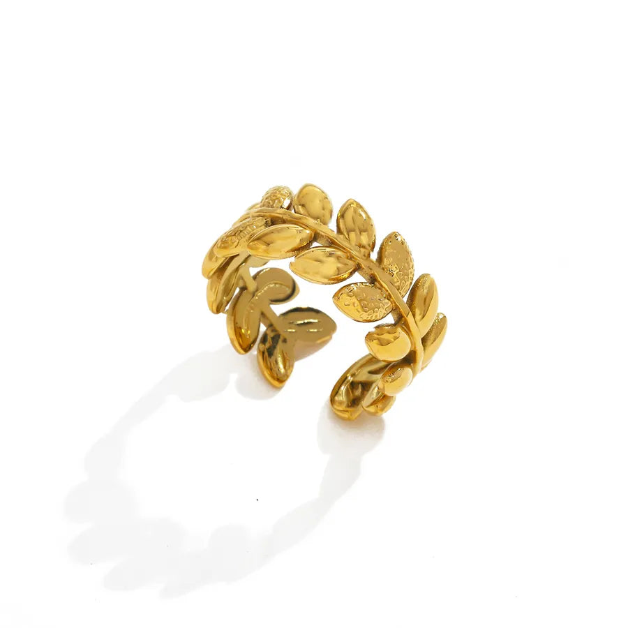 18K Gold Leaf Open Ring – Stainless Steel Classification of Nail Art Accessories-Adjustable