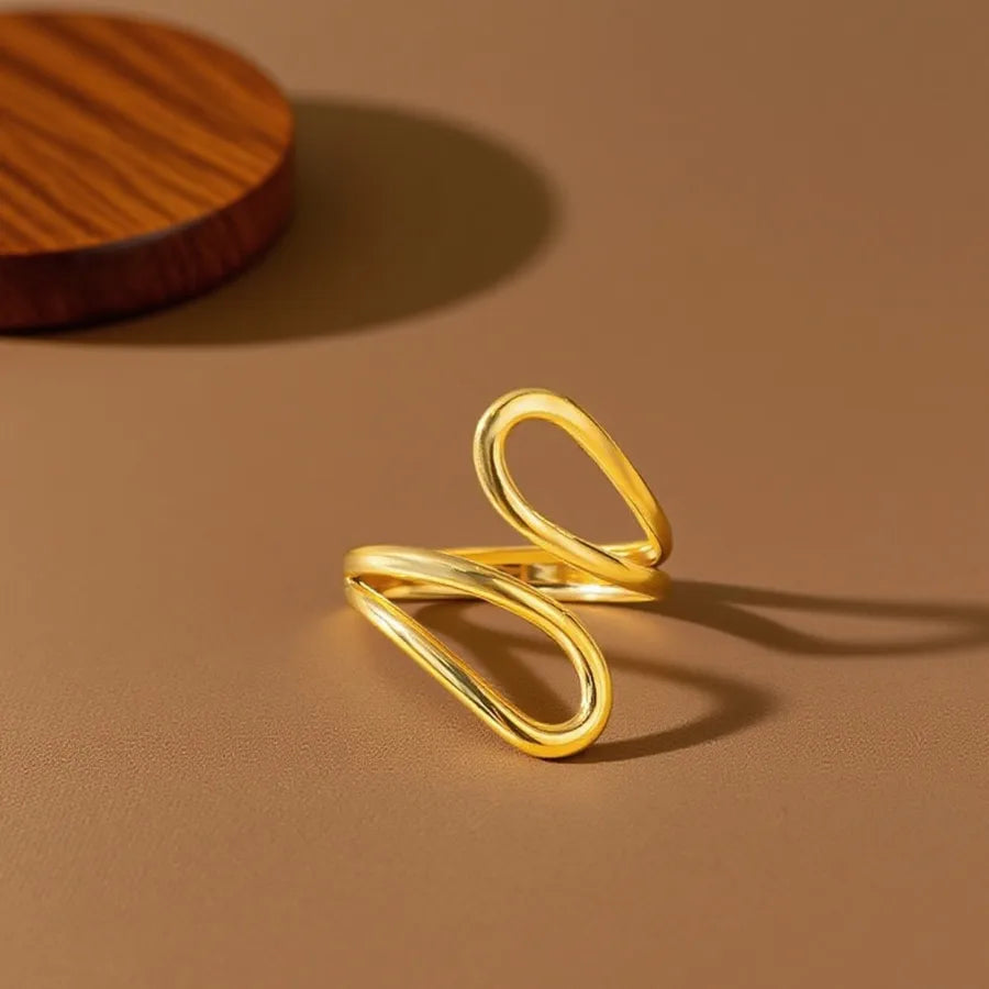 Geometric Heart Titanium Steel Ring Z0162-Cross Hollow-Ring- Gold