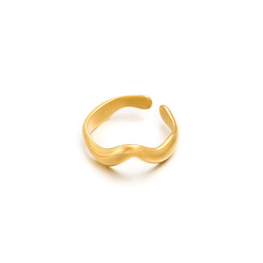 Gold Open Heart Stainless Steel Ring