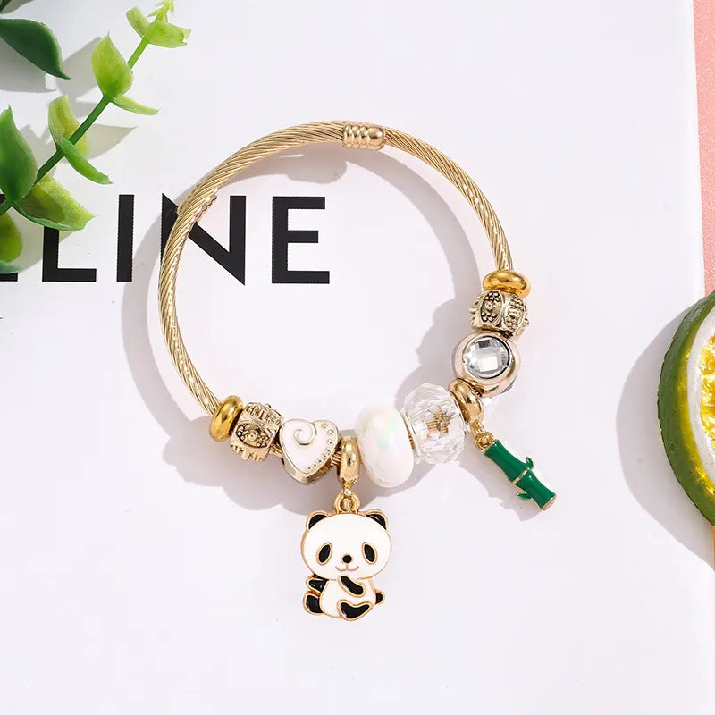 Cute Panda Charm Stainless Steel Bracelet #7