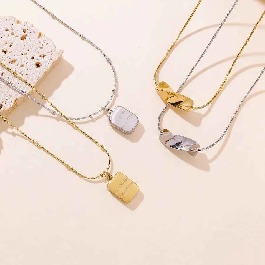 14K Gold Plated Stainless Steel Geometric Necklace