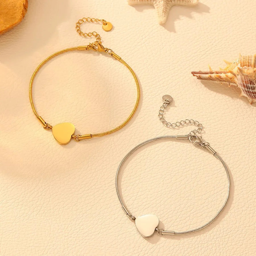 18K Gold Heart Bracelet – Stainless Steel