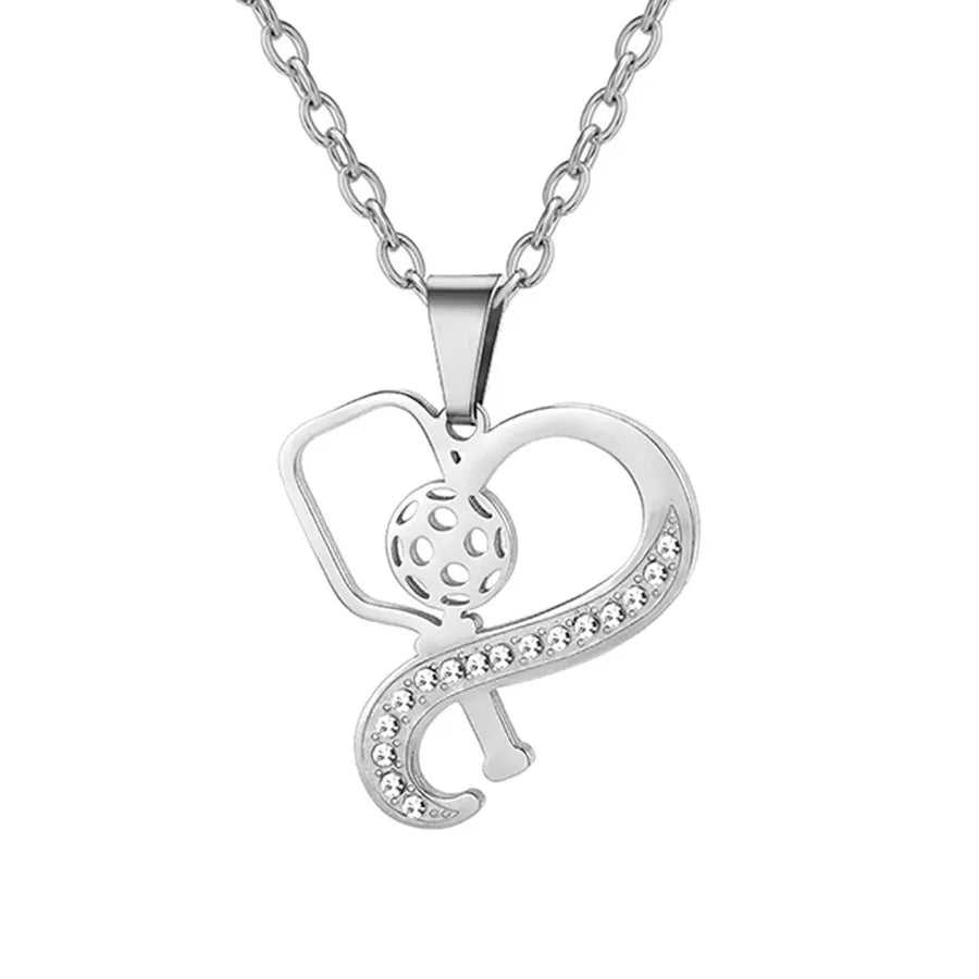 Stainless Steel Sports Pendant Necklace Steel Color Heart Sports