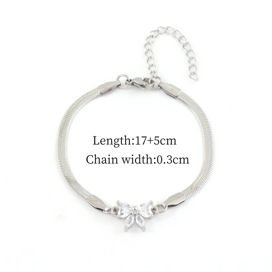 Gold Bow Knot Stainless Steel Bracelet Silver Average Size