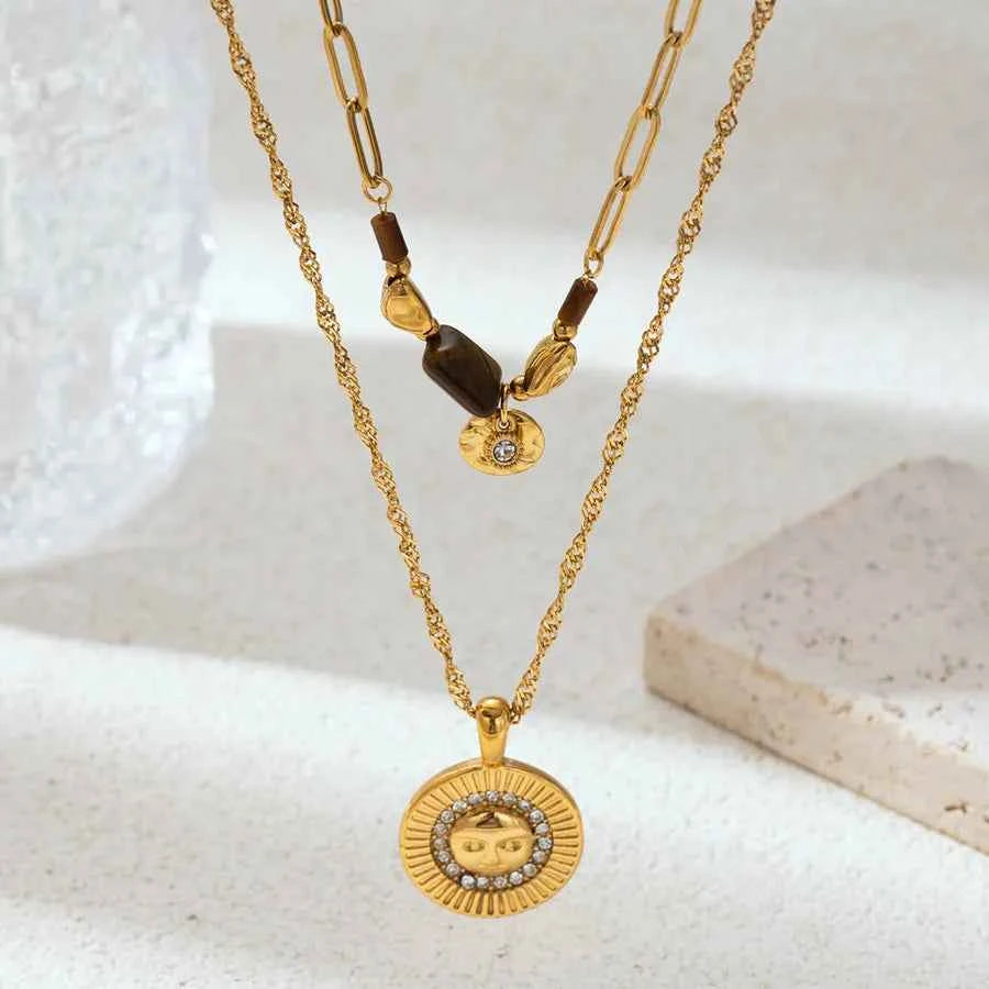 18K Gold Heart Pendant Stainless Steel Necklace