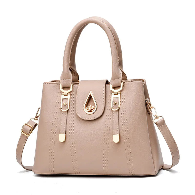 Elegant PU Leather Square Shoulder Bag Khaki