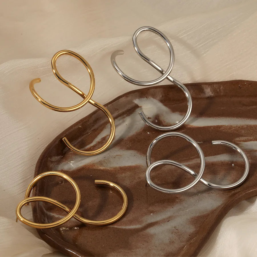 Asymmetric Gold-Plated Stainless Steel Earrings