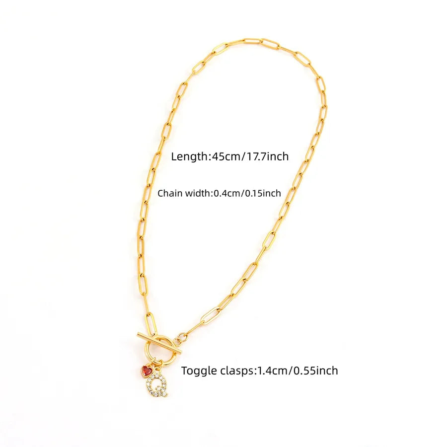 Gold Zircon Crystal Pendant Paperclip Necklace Gold Q