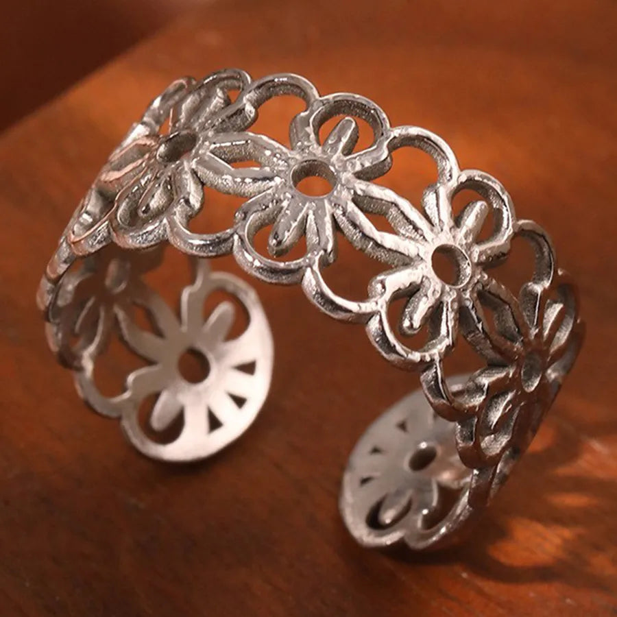 18K Gold Plated Stainless Steel Open Ring Average Size Steel Color 007#