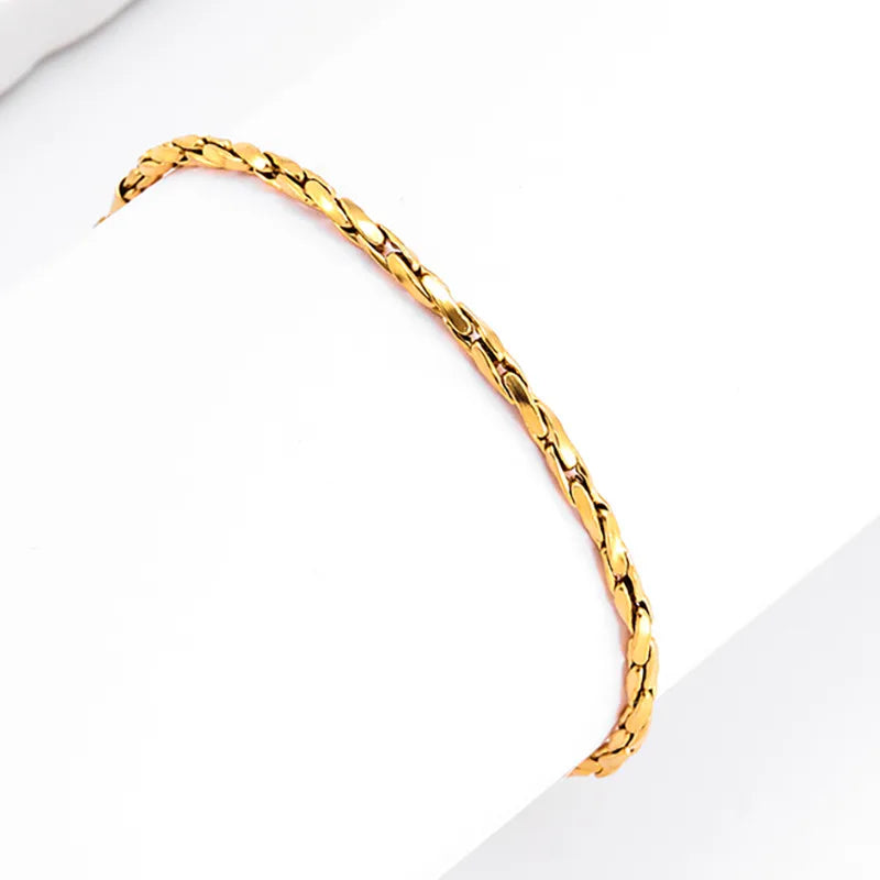 Gold Plated Snake Bone Bracelet – Unisex Geometric