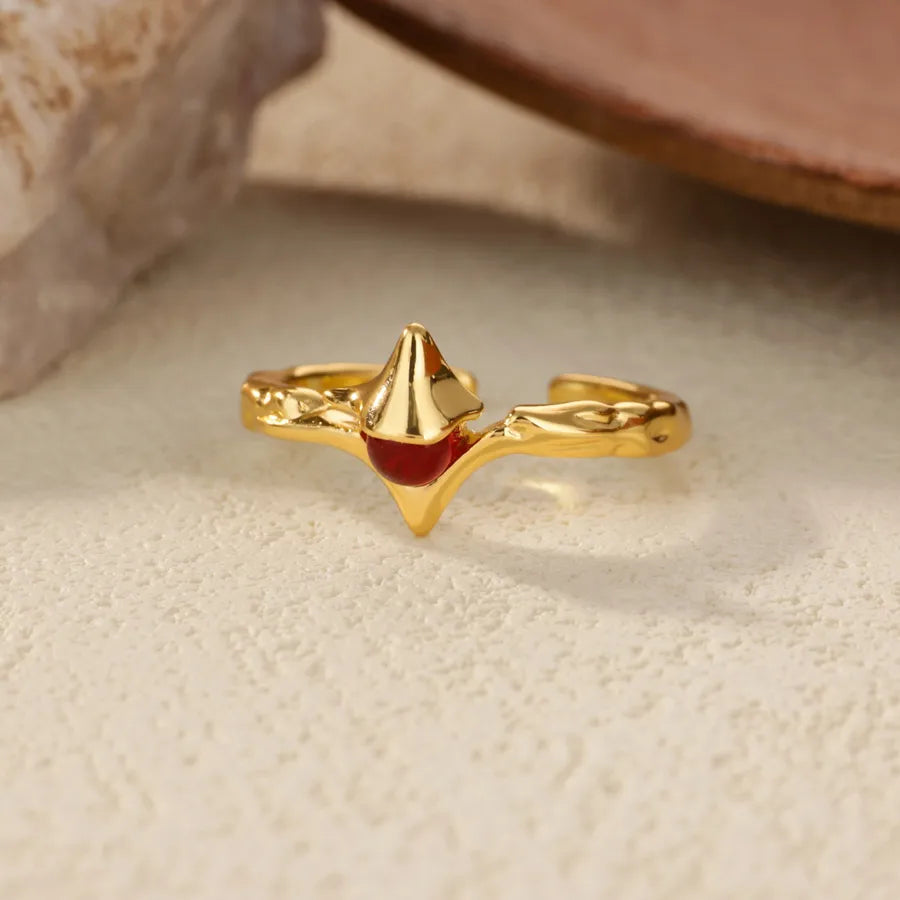 Gold Plated Geometric Zircon Open Ring