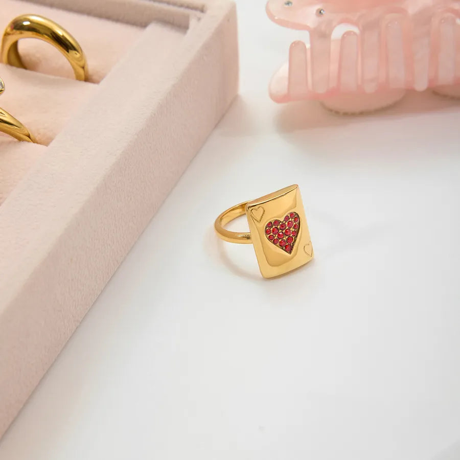 18K Gold Heart Ring in Stainless Steel