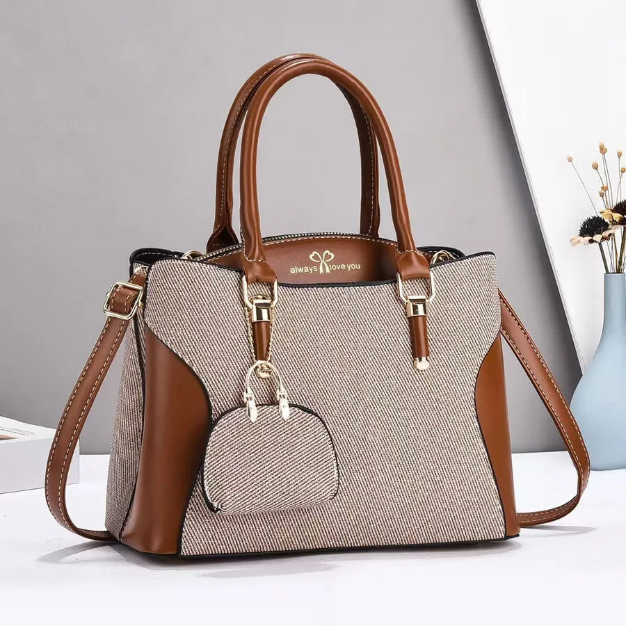 Color Block PU Shoulder Handbag for Women