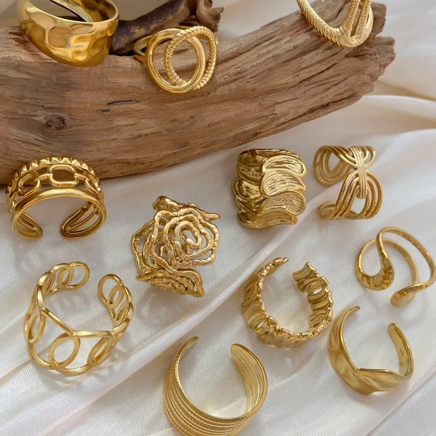 Geometric Titanium Steel Open Ring in 14K/18K Gold