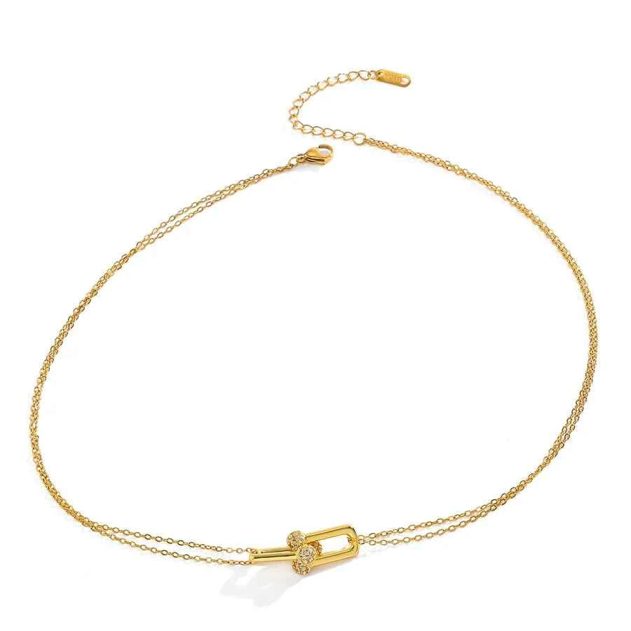 18K Gold Plated U-Shaped Zircon Necklace