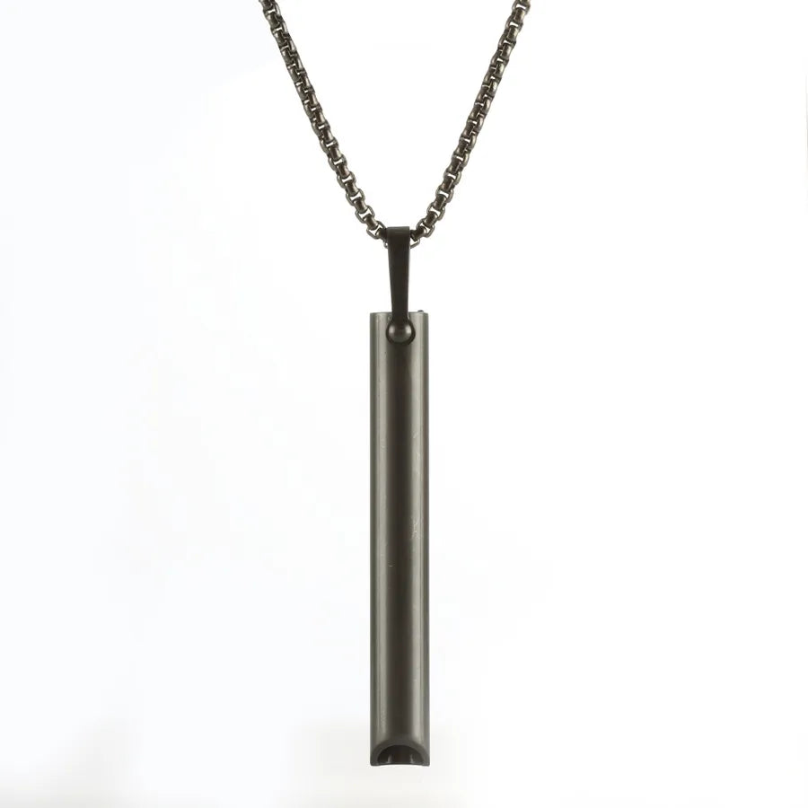 Titanium Steel Stress Relief Whistle Necklace Meditation Whistle Black Necklace