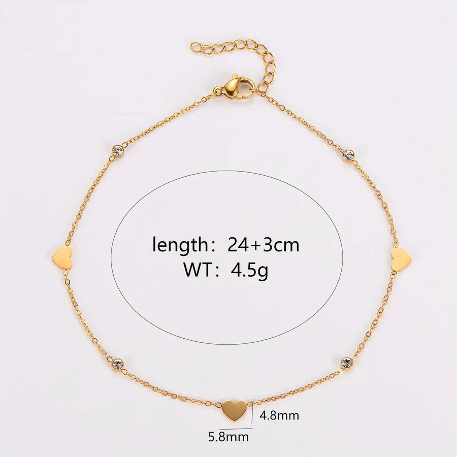 18K Gold Plated Three Heart Anklet