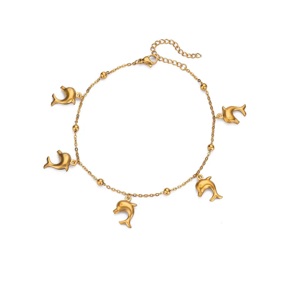 Gold Ocean Anklet with Dolphin & Starfish Charms 5