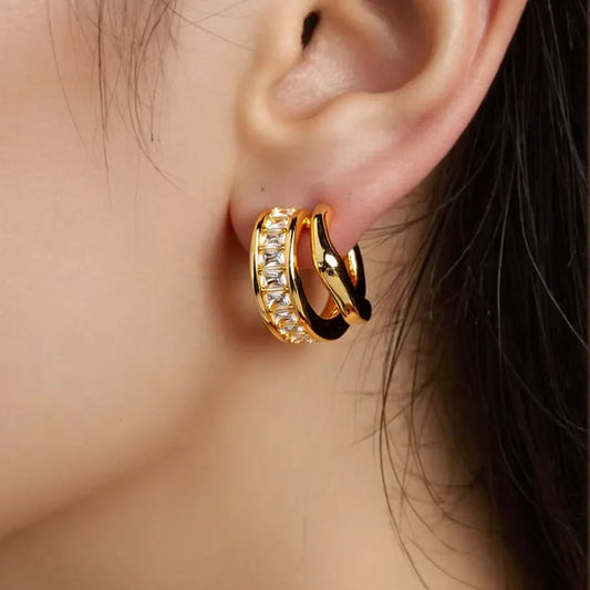 18K Gold Plated Stainless Steel Hoop Earrings