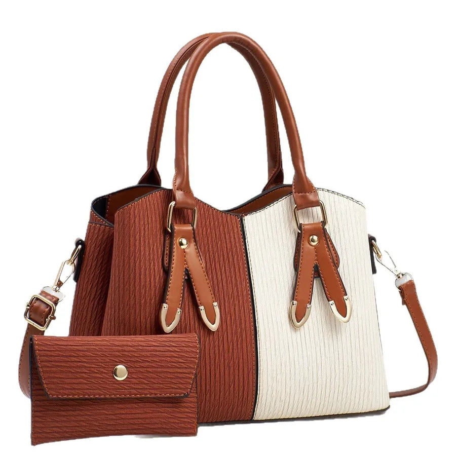 Color Block PU Shoulder Bag for Women