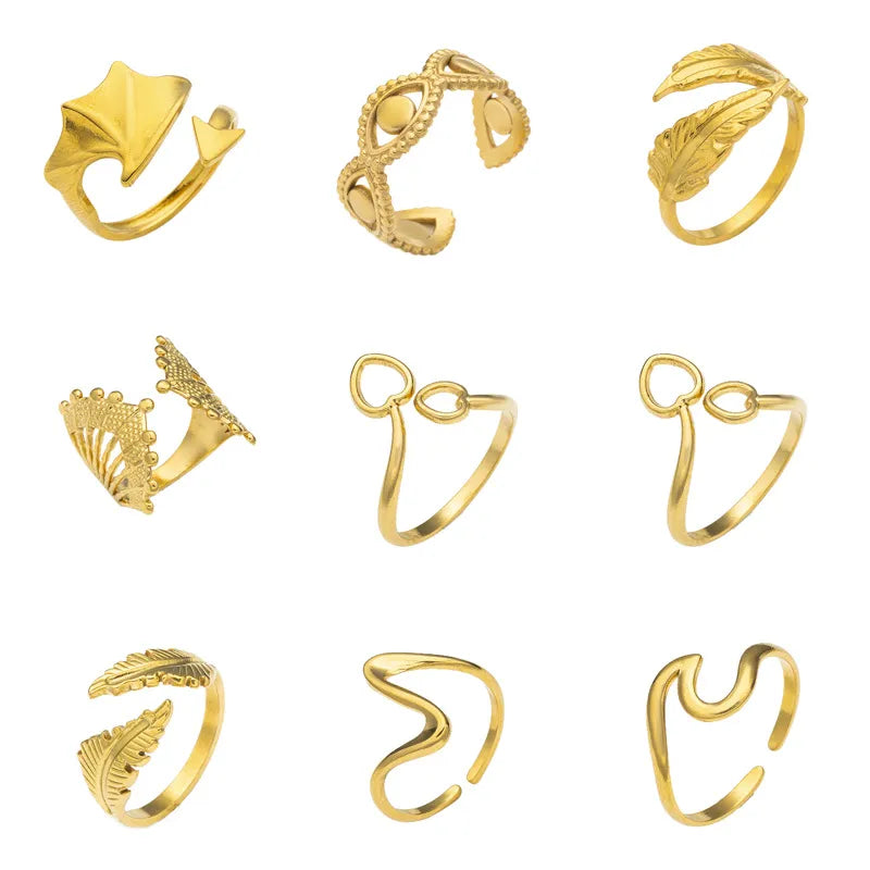 18K Gold Titanium Steel Geometric Open Ring